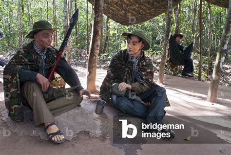 Cu Chi tunnels, Vietnam, Soldiers recreation of Vietnam War Cu Chi ...