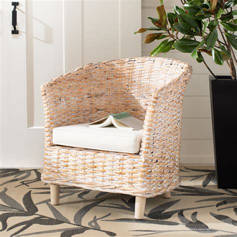 Safavieh Omni Nautical Rattan Barrel Chair, Natural White Wash - Walmart.com