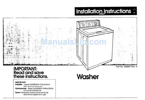 MAYTAG WASHER INSTALLATION INSTRUCTIONS Pdf Download | ManualsLib