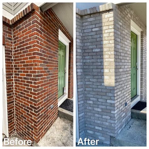 Brick staining | Brick exterior house, Painted brick house, Exterior brick