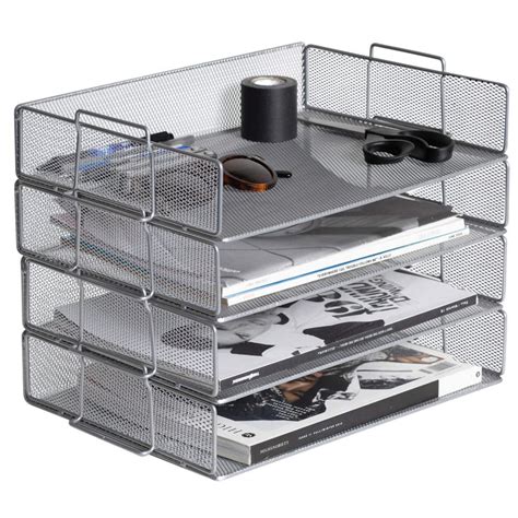 Pro Space Stackable File Trays Metal Mesh Desk Organizers for Home ...