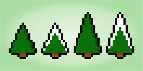 8 bit pixel pine tree. vector illustrations for game assets and cross stitch patterns. 21380882 ...