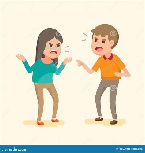 Angry Young Couple Fighting and Shouting at Each Other, People Arguing and Yelling,Vector ...