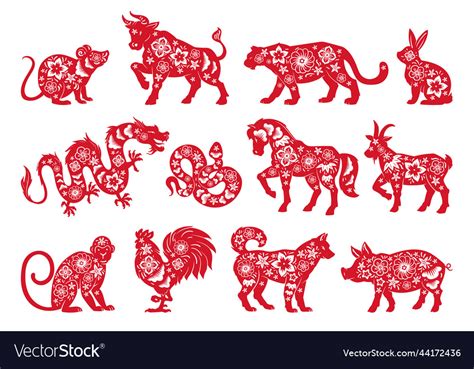 Chinese horoscope lunar new year oriental animals Vector Image