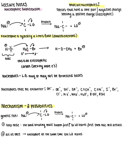 CHEM231 Nucleophilic Substitution - hectare Notes what are nucleophiles ...