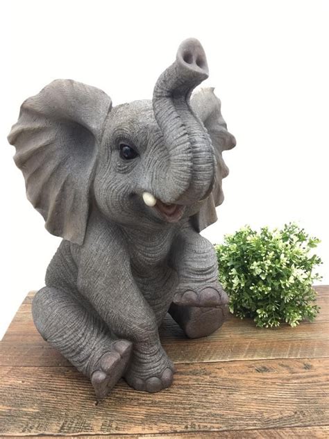 Baby Elephant with TRUNK UP 13" x 11" x 15.5" | Elephant, Baby elephant ...