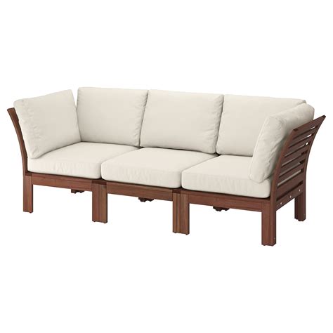 ÄPPLARÖ 3-seat modular sofa, outdoor - brown stained, Frösön/Duvholmen ...