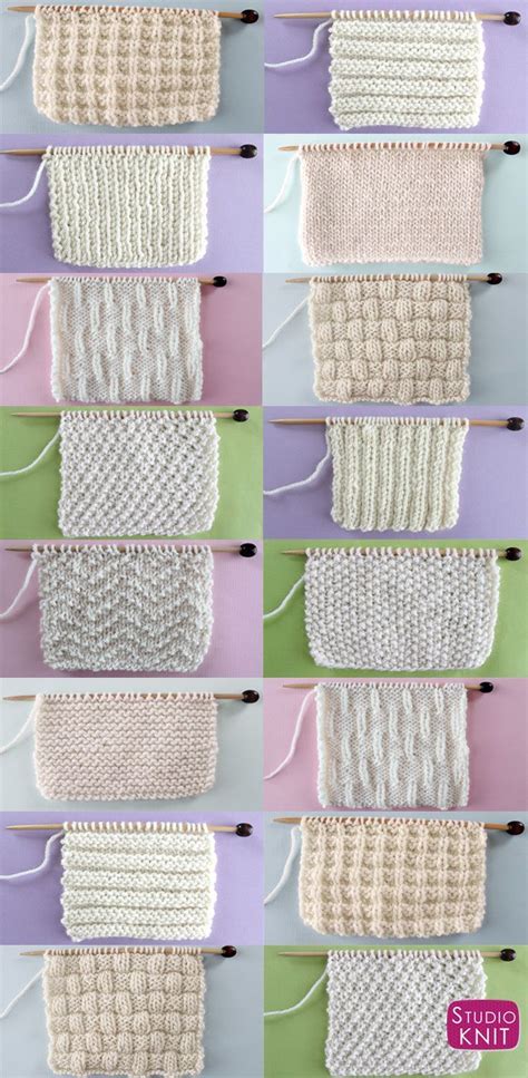 Knit and Purl Stitch Patterns with Free Patterns and Video Tutorials in ...