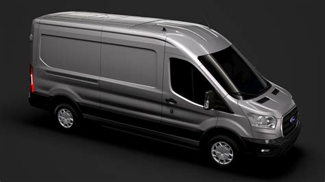 Ford Transit Van 350 L3H2 Trend 2020 3D Model - FlatPyramid