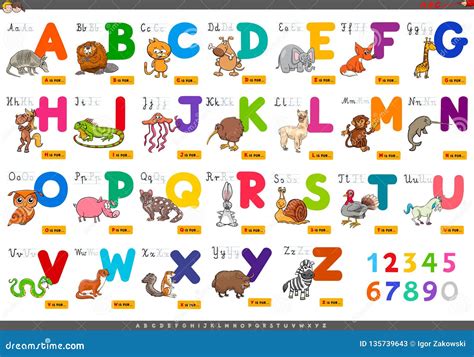 Educational Cartoon Alphabet Letters for Learning Stock Vector ...