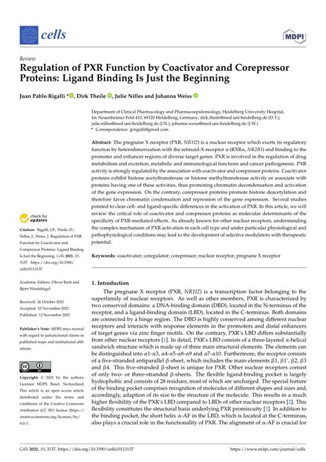 (PDF) Regulation of PXR Function by Coactivator and Corepressor ...