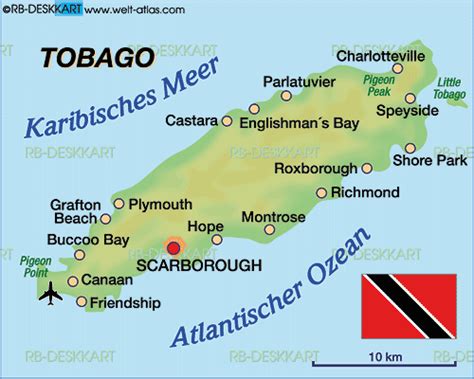 Map of Tobago (Island in Trinidad and Tobago) | Welt-Atlas.de