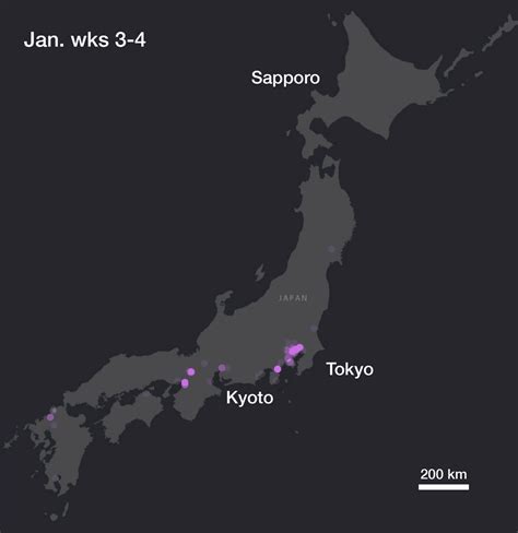 Social media snaps map the sweep of Japan’s cherry blossom season in unprecedented detail ...