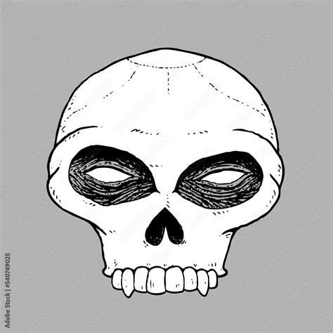 Scary hand drawn demon skull. Doodle sketch style Stock Vector | Adobe ...