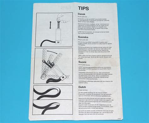 LEGO ORIGINAL SPARE INSTRUCTIONS TECHNIC PNEUMATIC TIPS 1982 LEGO GROUP ...