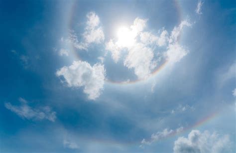 Premium Photo | Sun halo or a rainbow-colored ring around the sun sunny sky with sun halo ...