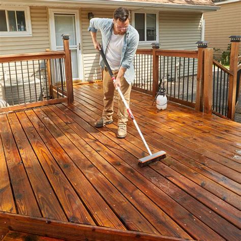 How to Refinish a Deck with Acrylic-Based Deck Stain | Staining deck ...