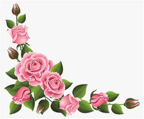 Pink Rose Border PNG Image, Pink Rose Border, Rose Clipart, Lace ...