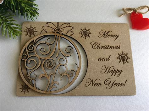 Christmas greeting cards Personalized wooden gifts Engraved | Etsy