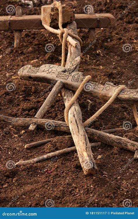 Traditional Wooden Plough with Carvings and Rope Stock Image - Image of green, italy: 181151117