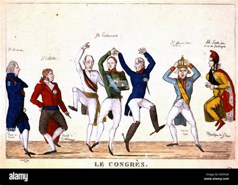 CONGRESS OF VIENNA 1815. A satirical French cartoon showing centre ...