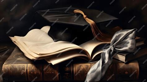 Premium AI Image | Graduation cap and books on a dark background