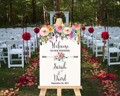 Floral Wedding Welcome Sign Colorful Flower Welcome Sign | Etsy