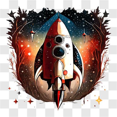 Download Illustration of Rocket Ship in Night Sky PNG Online - Creative Fabrica