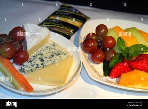 Beijing China Air China airlines onboard meal food tray fruit salad ...