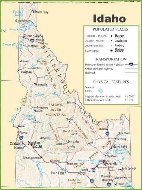 Idaho highway map - Ontheworldmap.com