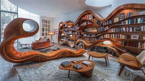 Modern Bookshelf A Whimsical Touch to Home Library Design | Premium AI ...