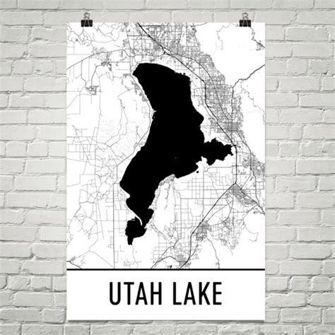 Utah Lake UT Art and Maps – Modern Map Art