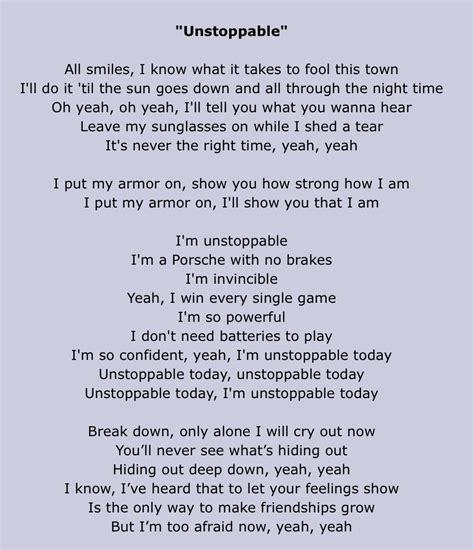 Lirik lagu unstoppable sia