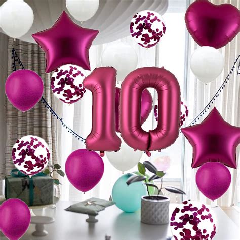 10th Birthday Balloon 10th Birthday Decorations Burgundy 10 Balloons ...