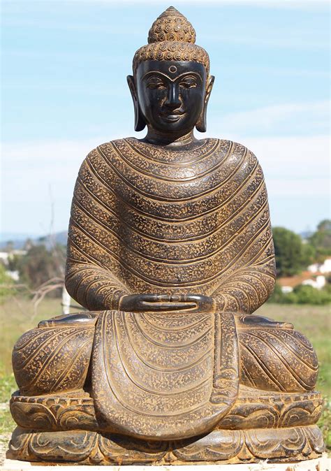 Stone Meditating Garden Buddha Sculpture 40" (#85ls170): Hindu Gods & Buddha Statues