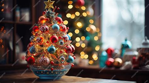 Premium AI Image | Christmas Tree with Fireplace Decoration with Lights