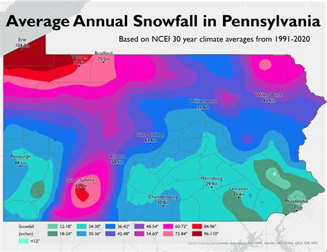 Normal Snowfall in Central PA