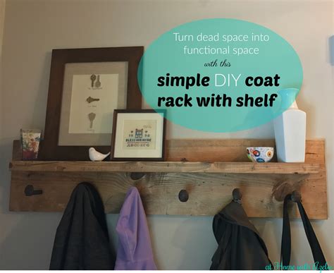 Simple DIY coat rack with shelf and railroad spikes tutorial - at Home with Azelie