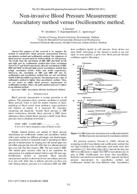 (PDF) Non-invasive blood pressure measurement: Auscultatory method versus oscillometric method ...