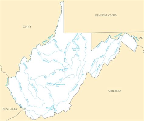 West Virginia Rivers And Lakes - MapSof.net