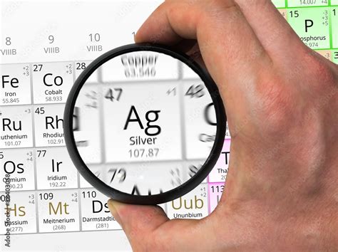 Silver symbol - Ag. Element of the periodic table zoomed with ma Stock Photo | Adobe Stock