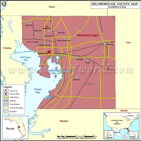 Hillsborough County Map, Florida | County map, Hillsborough county ...