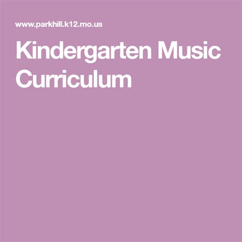 Kindergarten Music Curriculum | Kindergarten music, Music curriculum ...