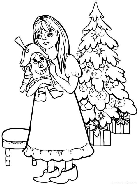 Girl Holding a Wooden Nutcracker coloring page - Download, Print or ...