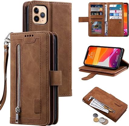 EYZUTAK Wallet Case for iPhone 14 Pro Max 6.7,Retro Matte 9 Card Holder Slots Zipper Pocket Case ...
