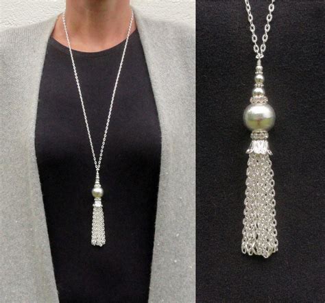 Silver Tassel Necklace Long Tassel Necklace Large Silver | Etsy