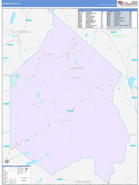 Alpine County, CA Wall Map Color Cast Style by MarketMAPS - MapSales