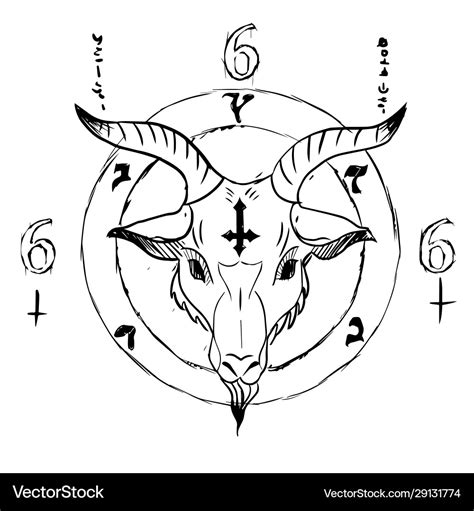 Satanic goat head in occultism circle symbol Vector Image