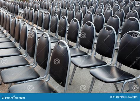 Row of the chairs. stock photo. Image of plastic, presentation - 113027918