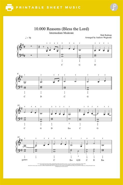 10,000 Reasons (Bless the Lord) by Matt Redman Piano Sheet Music ...